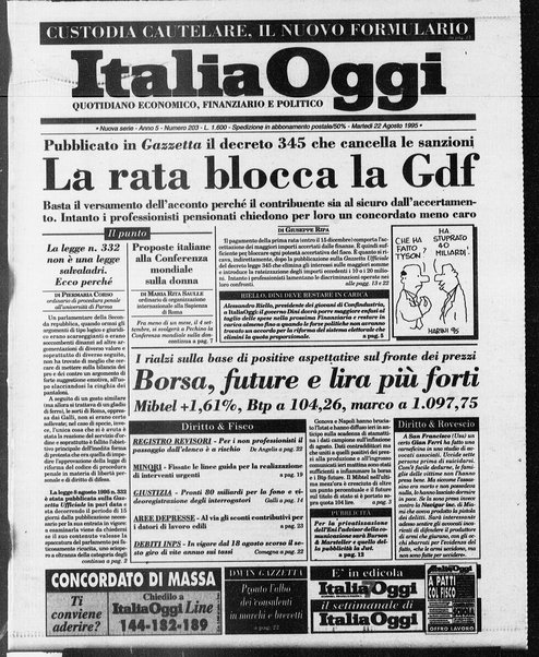 Italia oggi : quotidiano di economia finanza e politica